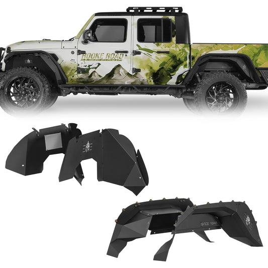 Front & Rear Inner Fender Liners For 2018-2025 Jeep Wrangler JL / Gladiator JT (Excluding Rubicon 3.6L Engine) - Ultralisk4x4