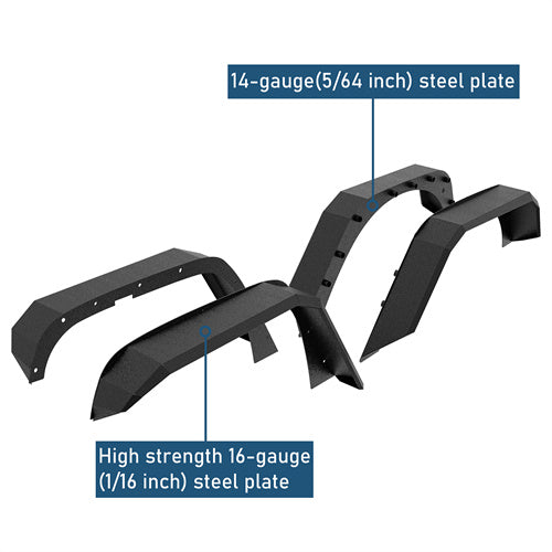 Flat Tube Wide Fender Flares For 2007-2018 Jeep Wrangler JK - ultralisk4x4