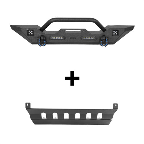 Mid Width Front Bumper & Front Skid Plate(07-18 Jeep Wrangler JK) - Ultralisk 4x4