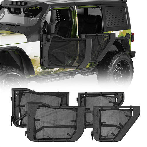 Adventure Tube Half Front & Rear Doors w/ Black shade skins For 2018-2025 Jeep Wrangler JL 4 Doors/ Gladiator JT - Ultralisk 4x4
