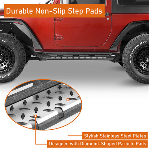 2007-2018 Jeep Wrangler JK Side Armor Side Step Bars For 2-Door - Ultralisk4x4 ul2083s 12