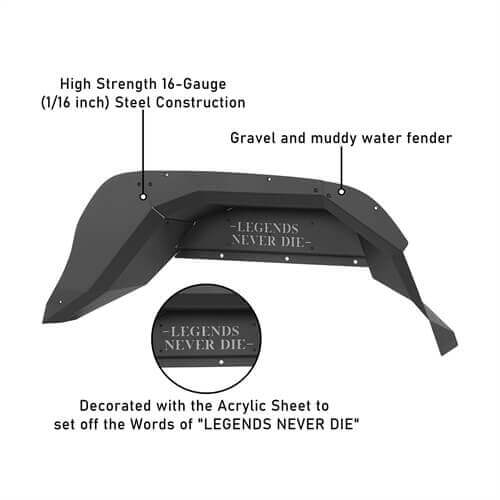 20-23 Jeep Gladiator JT Steel Rear Inner Fender Liners Wheel Liners - Ultralisk4x4 ul7014s 13