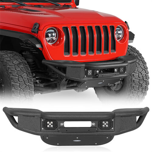 Lotus Tubular Front Bumper w/ Winch Plate For 2018-2025 Jeep Wrangler JL & Gladiator JT - Ultralisk4x4