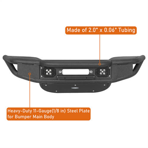 Lotus Tubular Front Bumper w/ Winch Plate For 2018-2025 Jeep Wrangler JL & Gladiator JT - Ultralisk4x4