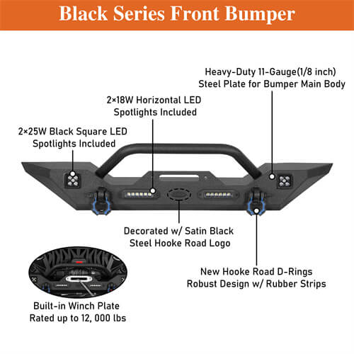 Steel Front Winch Bumper w/Accent Lighting For 2007-2025 Jeep Wrangler JK & JL & Gladiator JT - ultralisk4x4