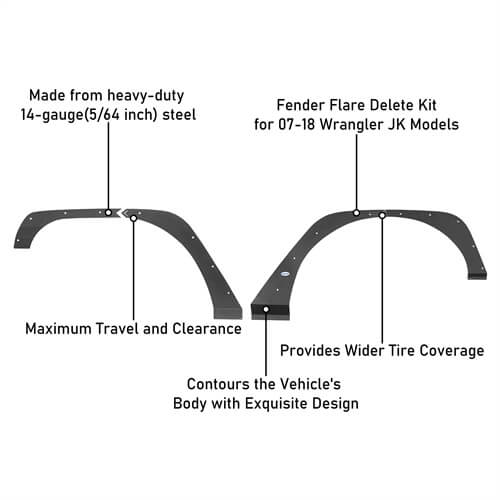 Front & Rear Fender Flare Kit Jeep Wrangler Off-Road For 2007-2018 Jeep Wrangler JL - Ultralisk4x4 ul2093s- 11