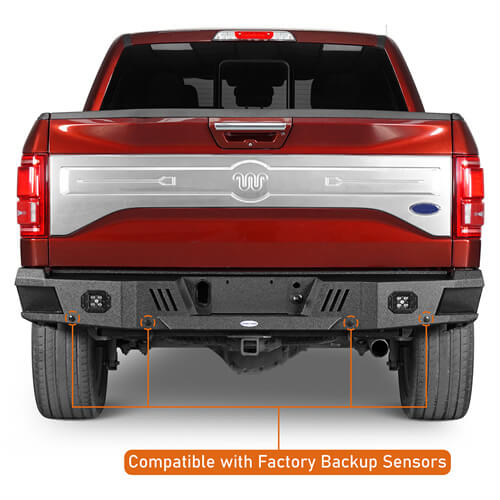 Off Road Rear Bumper w/ LED spotlights For 2015-2017  Ford F-150 - Ultralisk4x4-u8283-8
