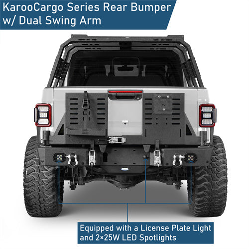 Off Road Rear Bumper w/ Dual Swing Arms & Tire Carrier For 2020-2025 Jeep Gladiator JT Models- Ultralisk4x4