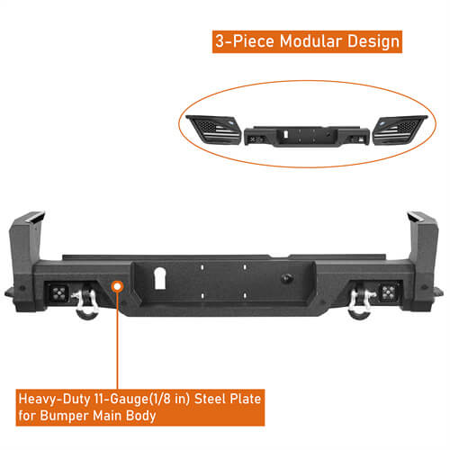 Rear Bumper Off-Road For 2020-2024 Jeep Gladiator JT - Ultralisk4x4 ul7019s- 10