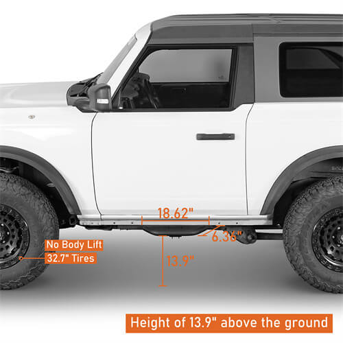 Off Road Side Hoop Steps Kit For 2021-2024 Ford Bronco 2-Door - Ultralisk4x4-u8931s-4