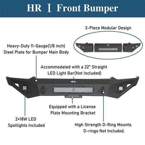 Offroad Front Bumper w/LED Spotlights (2019-2024 Dodge Ram 1500) - ultralisk4x4