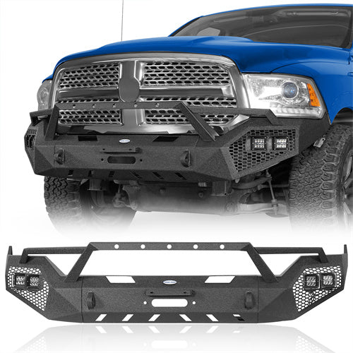 Off-Road Front Bumper w/ Winch Plate & Grill Guard (2013-2018 Ram 1500, Excluding Rebel) - Ultralisk4x4
