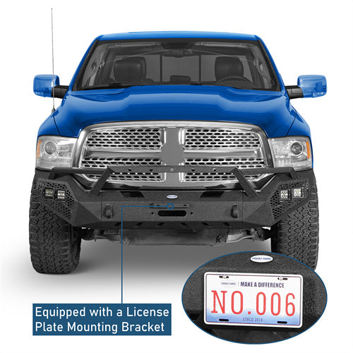Off-Road Front Bumper w/ Winch Plate & Grill Guard (2013-2018 Ram 1500, Excluding Rebel) - Ultralisk4x4
