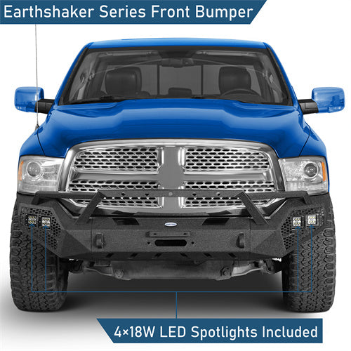 Off-Road Front Bumper w/ Winch Plate & Grill Guard (2013-2018 Ram 1500, Excluding Rebel) - Ultralisk4x4