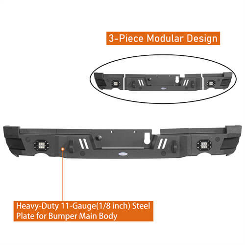 Offroad Steel Rear Step Bumper w/LED Spotlights For 2019-2023 Dodge Ram - ultralisk4x4 ul6033 13