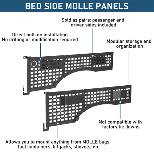 Bed Side MOLLE Panels - Pairs For 2015-2025 Ford F-150 5.5ft Bed - Ultralisk4x4