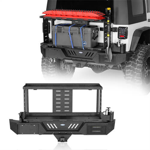Rear Bumper w/Double Cargo Carrier System For 2007-2018 Jeep Wrangler JK - Ultralisk4x4 - u2101s - 1