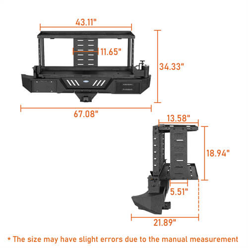 Rear Bumper w/Double Cargo Carrier System For 2007-2018 Jeep Wrangler JK - Ultralisk4x4 - u2101s - 12