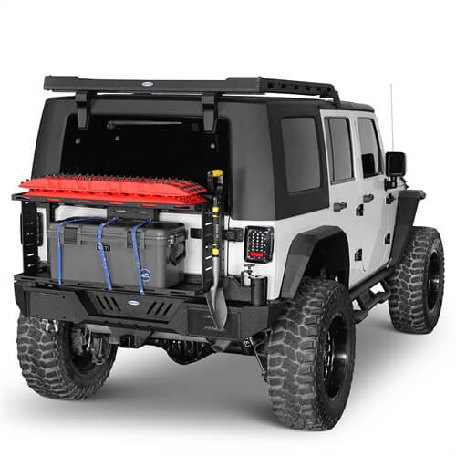 Rear Bumper w/Double Cargo Carrier System For 2007-2018 Jeep Wrangler JK - Ultralisk4x4 - u2101s - 2