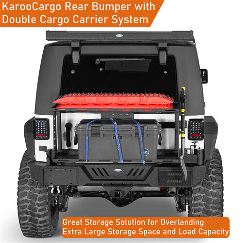 Rear Bumper w/Double Cargo Carrier System For 2007-2018 Jeep Wrangler JK - Ultralisk4x4 - u2101s - 4