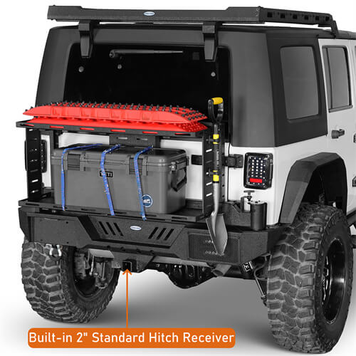 Rear Bumper w/Double Cargo Carrier System For 2007-2018 Jeep Wrangler JK - Ultralisk4x4 - u2101s - 7