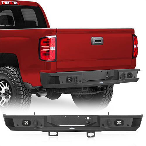 Aftermarket Rear Bumper w/ LED spotlights For 2007-2018 Chevy Silverado 1500 - Ultralisk4x4