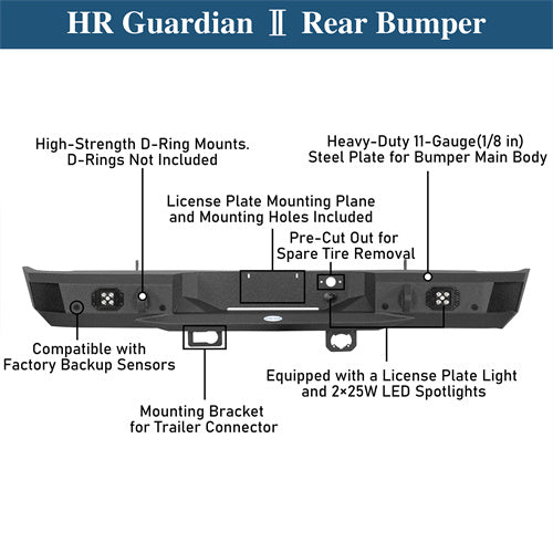 Aftermarket Rear Bumper w/ LED spotlights For 2007-2018 Chevy Silverado 1500 - Ultralisk4x4