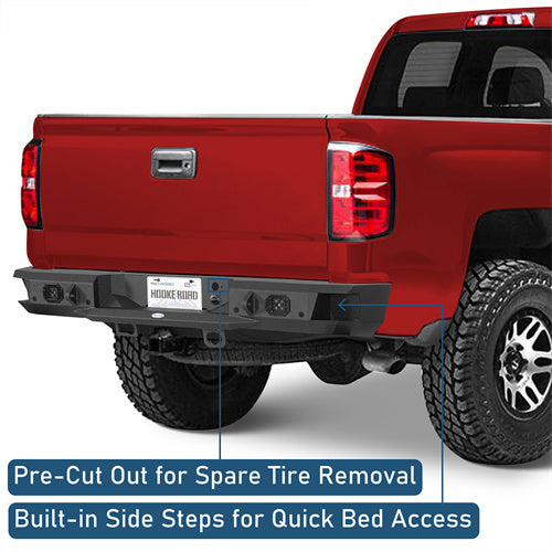 Aftermarket Rear Bumper w/ LED spotlights For 2007-2018 Chevy Silverado 1500 - Ultralisk4x4