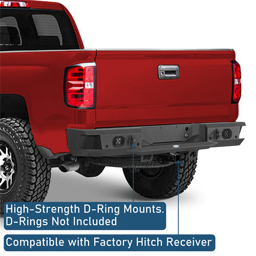 Aftermarket Rear Bumper w/ LED spotlights For 2007-2018 Chevy Silverado 1500 - Ultralisk4x4