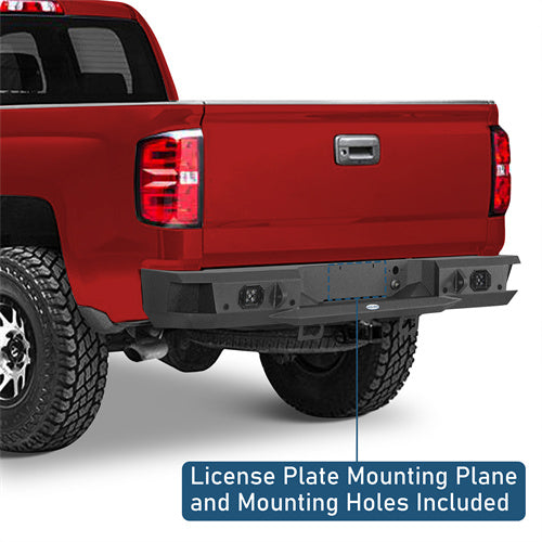 Aftermarket Rear Bumper w/ LED spotlights For 2007-2018 Chevy Silverado 1500 - Ultralisk4x4
