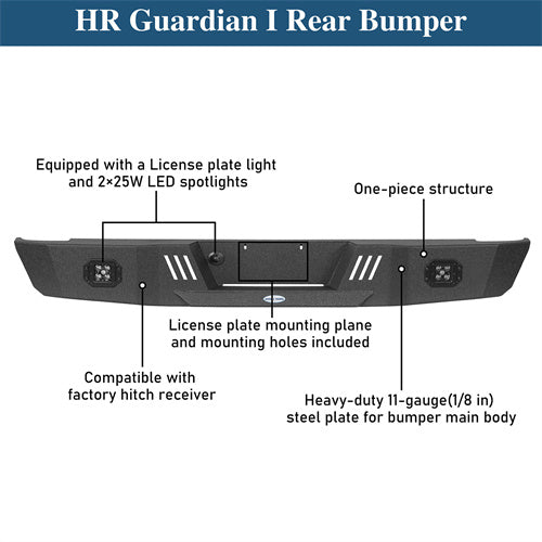 Off-Road Rear Bumper w/ LED Spotlights For 1993-2011 Ford Ranger Fleetside - Ultralisk4x4-u8820-8