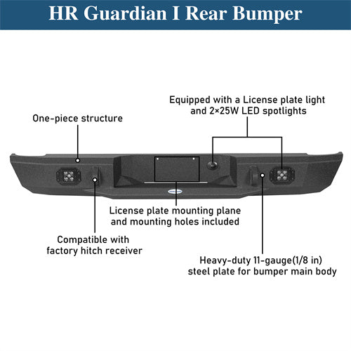 Road Trip Rear Bumper w/ LED Spotlights For 1993-2011 Ford Ranger Fleetside - Ultralisk4x4-u8821-8