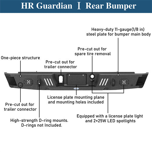 Rear Bumper w/ LED Spotlights For 2007-2018 GMC Sierra 1500 - Ultralisk4x4-u9463-12