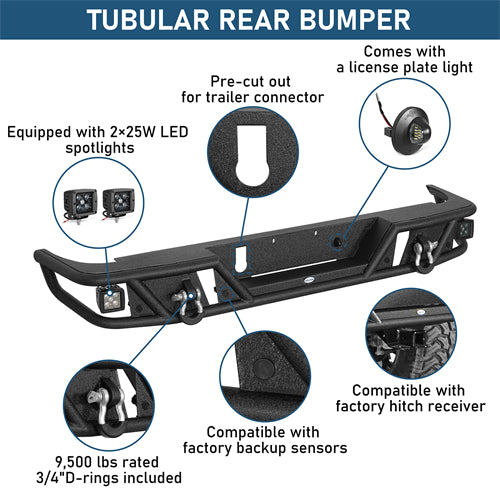 Tubular Rear Bumper For 2020-2025 Jeep Gladiator JT - Ultralisk4x4