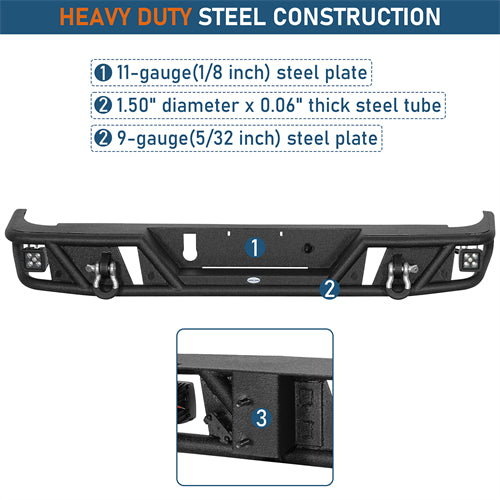Tubular Rear Bumper For 2020-2025 Jeep Gladiator JT - Ultralisk4x4