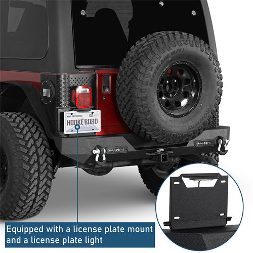 Car Bumper Rear Bumper w/ LED Lights For 1997-2006 Jeep Wrangler TJ - Ultralisk4x4