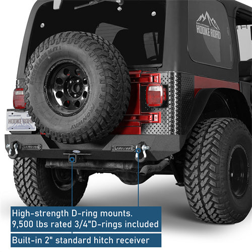 Car Bumper Rear Bumper w/ LED Lights For 1997-2006 Jeep Wrangler TJ - Ultralisk4x4