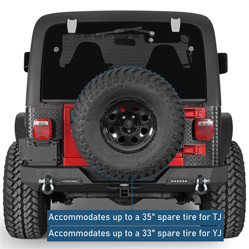 Car Bumper Rear Bumper w/ LED Lights For 1997-2006 Jeep Wrangler TJ - Ultralisk4x4