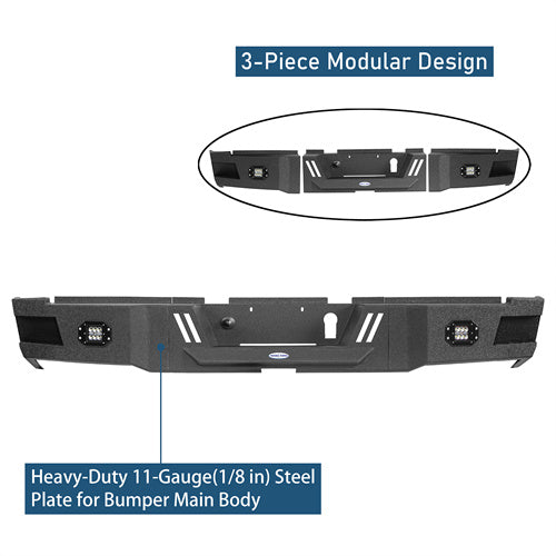 Road Trip Rear Bumper w/ LED White Floodlights For 2010-2018 Ram 2500 - Ultralisk4x4