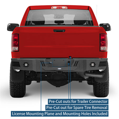 Road Trip Rear Bumper w/ LED White Floodlights For 2010-2018 Ram 2500 - Ultralisk4x4