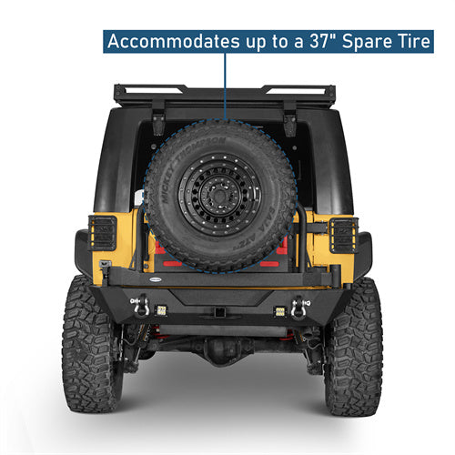 Rear Bumper w/Oil Drum Rack Bar & Spare Tire Frame(07-18 Jeep Wrangler JK) - Ultralisk 4x4