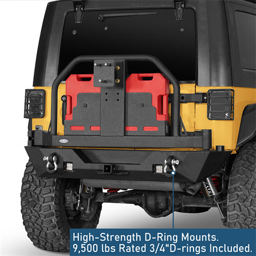 Rear Bumper w/Oil Drum Rack Bar & Spare Tire Frame(07-18 Jeep Wrangler JK) - Ultralisk 4x4