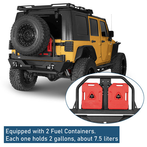 Rear Bumper w/Oil Drum Rack Bar & Spare Tire Frame(07-18 Jeep Wrangler JK) - Ultralisk 4x4