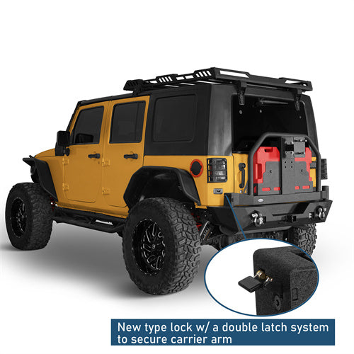 Rear Bumper w/Oil Drum Rack Bar & Spare Tire Frame(07-18 Jeep Wrangler JK) - Ultralisk 4x4