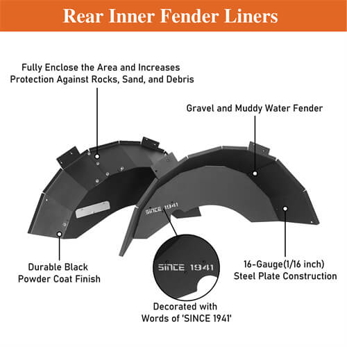 Road Trip Rear Inner Fender Liners For 1997-2006 Jeep Wrangler TJ - Ultralisk4x4 - u1035s -8