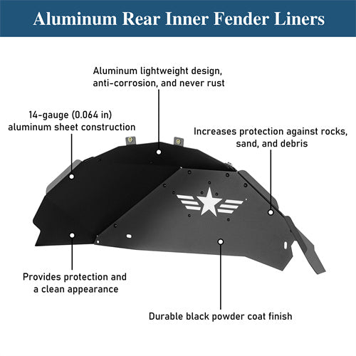 Off-road Aluminum Rear Inner Fender Liners For 2007-2018 Jeep Wrangler JK - Ultralisk4x4-u2118-8