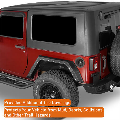 Road Trip Rear Fender Flares For 2007-2018 Jeep Wrangler JK 2-Door - Ultralisk4x4-u2105-5