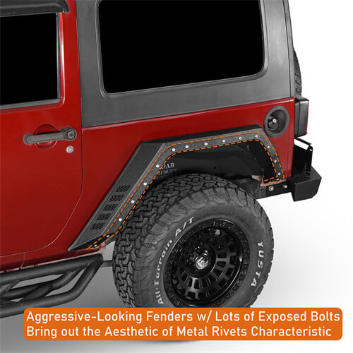 Road Trip Rear Fender Flares For 2007-2018 Jeep Wrangler JK 2-Door - Ultralisk4x4-u2105-6