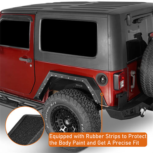 Road Trip Rear Fender Flares For 2007-2018 Jeep Wrangler JK 2-Door - Ultralisk4x4-u2105-7
