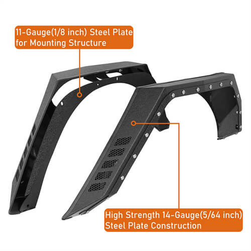 Road Trip Rear Fender Flares For 2007-2018 Jeep Wrangler JK 2-Door - Ultralisk4x4-u2105-9